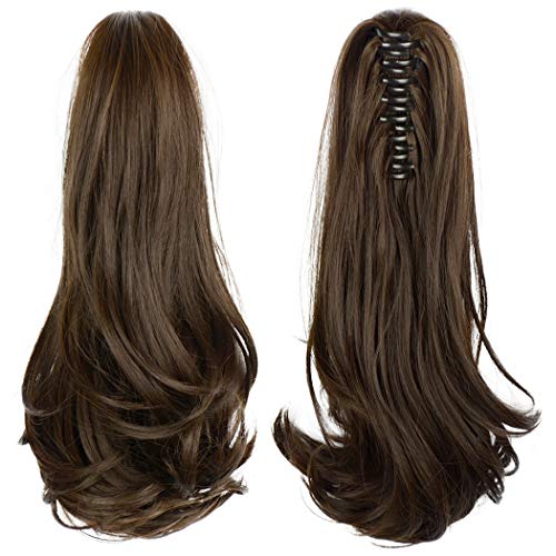 FESHFEN Hair Ponytail Extensions, 15" Claw Clip on Hair Piece Pony Tail Wavy ...