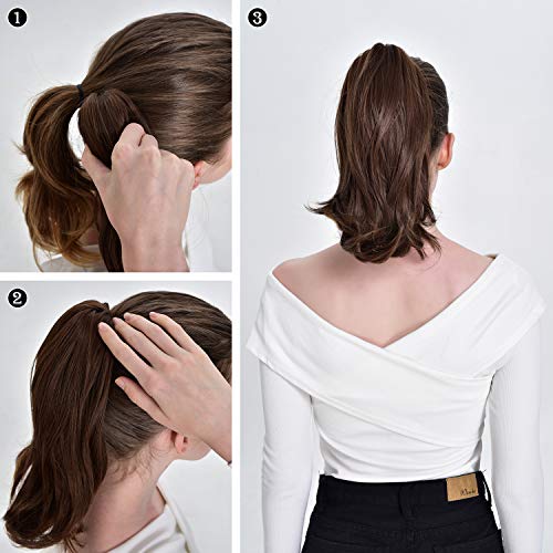 FESHFEN Hair Ponytail Extensions, 15" Claw Clip on Hair Piece Pony Tail Wavy ...