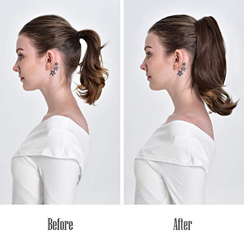 FESHFEN Hair Ponytail Extensions, 15" Claw Clip on Hair Piece Pony Tail Wavy ...