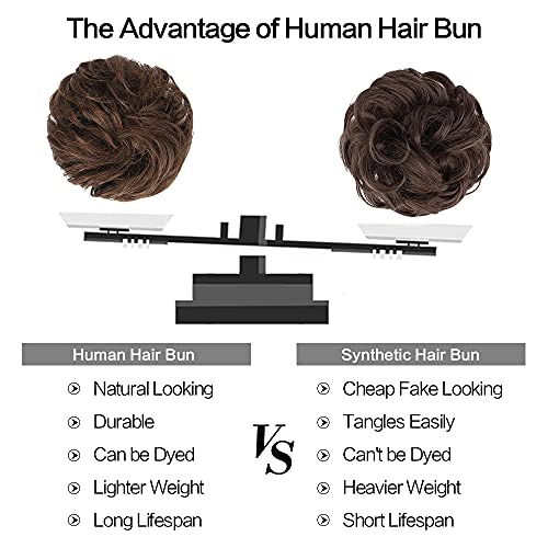 FESHFEN Human Hair Messy Buns, 100% Human Hair Bun Hair Piece Real Human Hair...