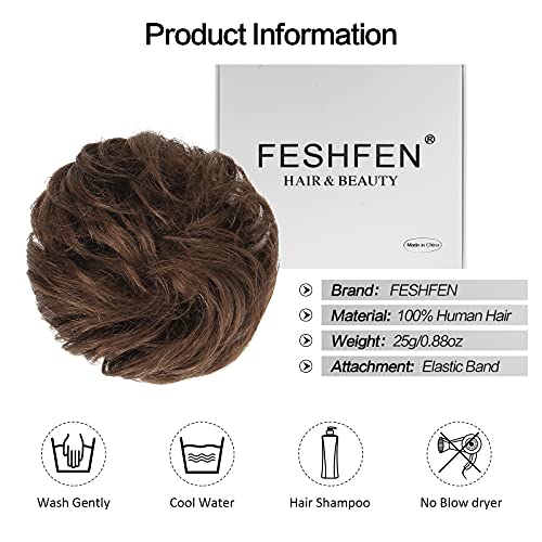 FESHFEN Human Hair Messy Buns, 100% Human Hair Bun Hair Piece Real Human Hair...