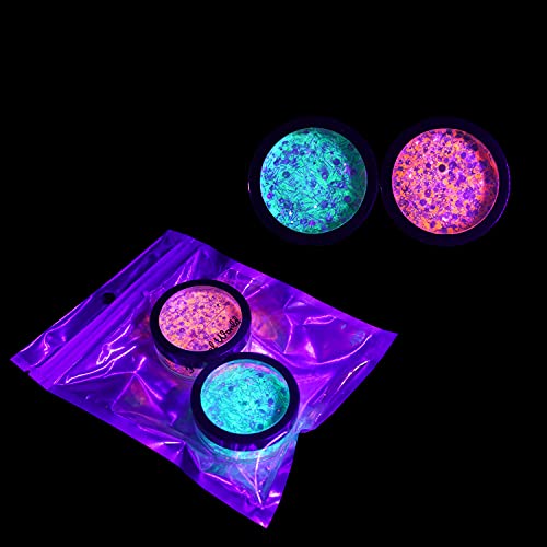 UV Black Light Holographic Chunky Cosmetic Glitter - 2 Individual 30ml Jars -...