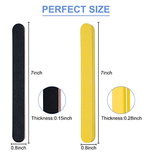 18 Pack Professional Nail File 100 180 Grit Double Sided Black Washable Nail ...