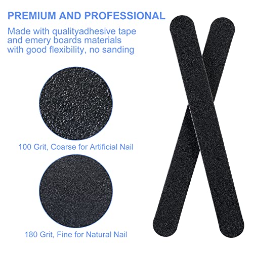 18 Pack Professional Nail File 100 180 Grit Double Sided Black Washable Nail ...