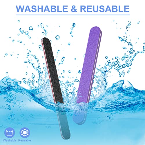 18 Pack Professional Nail File 100 180 Grit Double Sided Black Washable Nail ...
