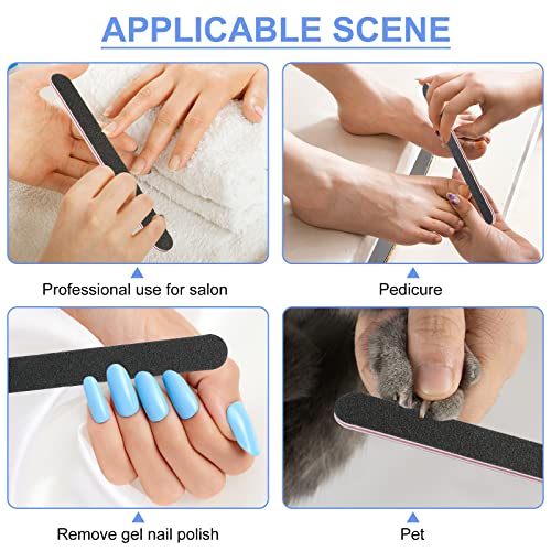18 Pack Professional Nail File 100 180 Grit Double Sided Black Washable Nail ...