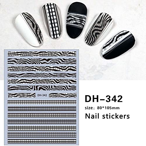 Wraps Slider decals Transfer Foil Black White Checkerboard Manicure Nail Art ...