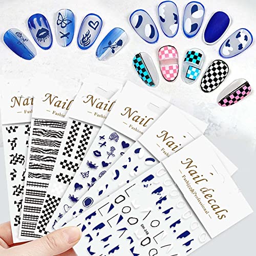 Wraps Slider decals Transfer Foil Black White Checkerboard Manicure Nail Art ...
