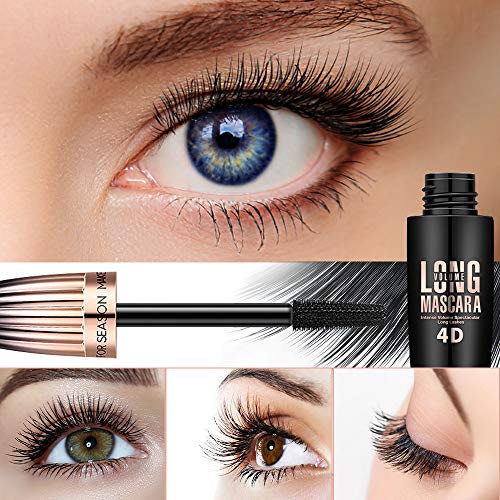 4D Silk Fiber Lash Mascara, Waterproof Long Lasting Mascara Black Volume and ...