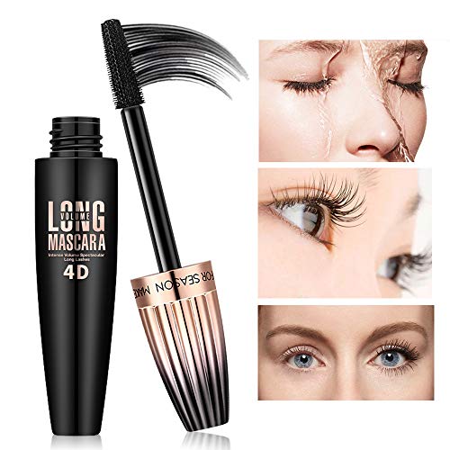 4D Silk Fiber Lash Mascara, Waterproof Long Lasting Mascara Black Volume and ...