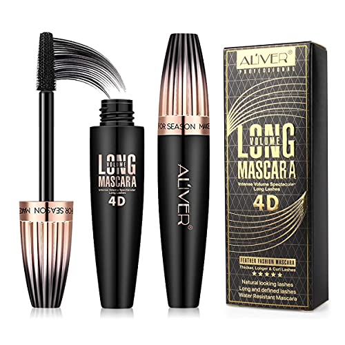4D Silk Fiber Lash Mascara, Waterproof Long Lasting Mascara Black Volume and ...