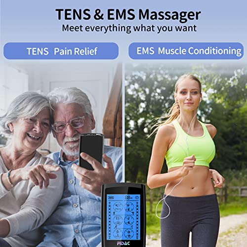 Dual Channel TENS EMS Unit Muscle Stimulator for Pain Relief Therapy with 24 ...