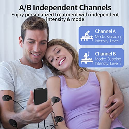 Dual Channel TENS EMS Unit Muscle Stimulator for Pain Relief Therapy with 24 ...