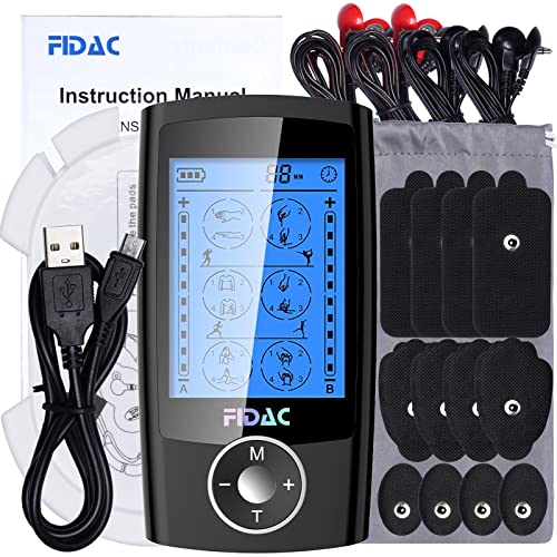 Dual Channel TENS EMS Unit Muscle Stimulator for Pain Relief Therapy with 24 ...