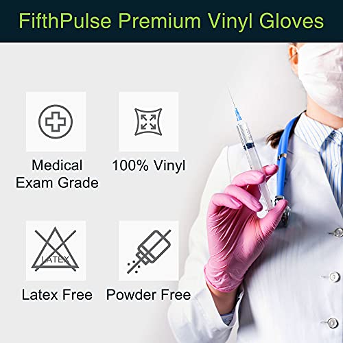 Pink Vinyl Disposable Gloves Small 50 Pack - Latex Free, Powder Free Medical ...