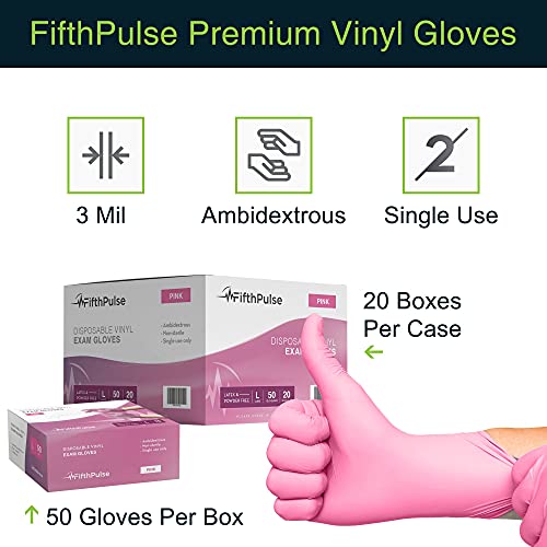 Pink Vinyl Disposable Gloves Small 50 Pack - Latex Free, Powder Free Medical ...