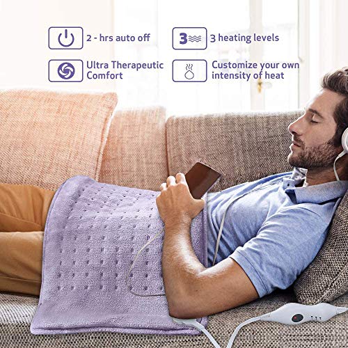 Electric Heating Pad with Fast-Heating Technology, 3 Heat Settings, Soft Plus...