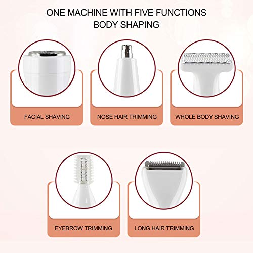 Electric Shaver, Women Facial Epilator, 5 in 1 Painless USB Rechargeable Shav...