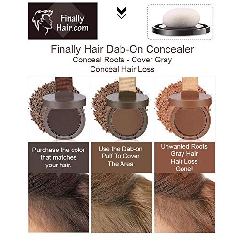 Finally Hair Dark Brown Dab-on Hair Fibers & Hair Loss Concealer, Hairline Cr...