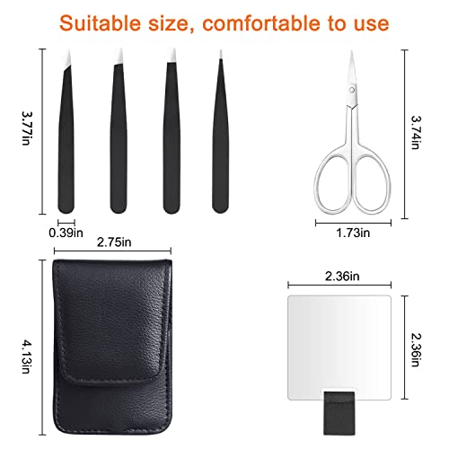 Tweezers Set of 4 Pcs, Professional Precision Eyebrows Plucking Tweezers for ...