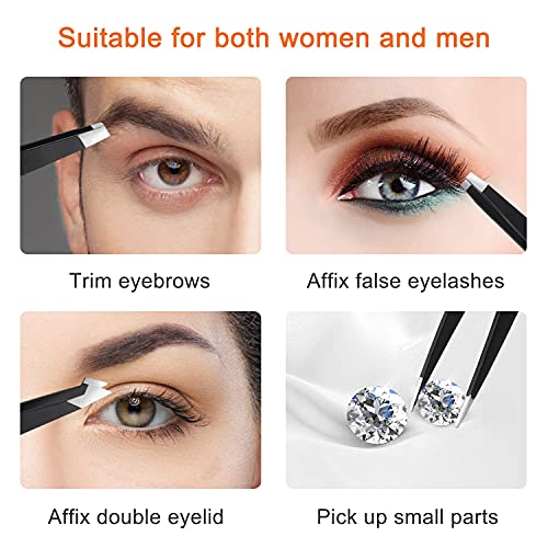 Tweezers Set of 4 Pcs, Professional Precision Eyebrows Plucking Tweezers for ...