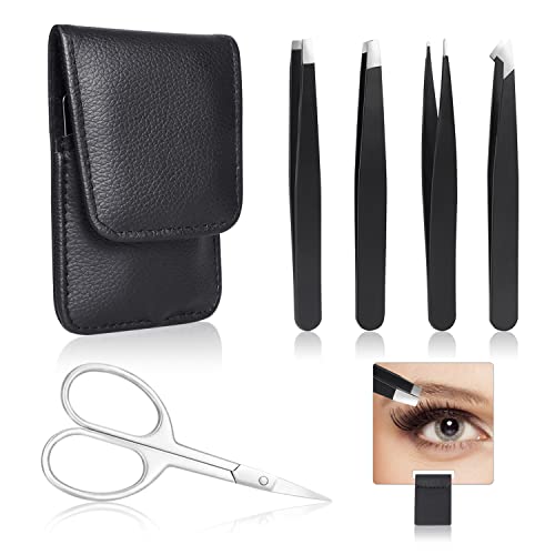 Tweezers Set of 4 Pcs, Professional Precision Eyebrows Plucking Tweezers for ...