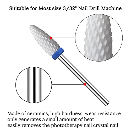 Ceramic Nail Drill Bits 10Pcs- 3/32 Nail Drill Bits Set for Acrylic Gel Nails...