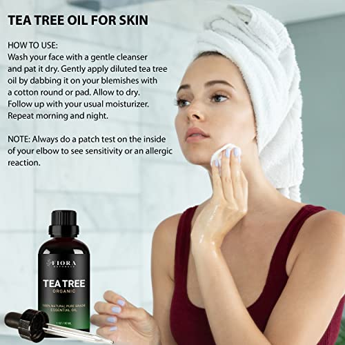 Tea Tree Essential Oil by Fiora Naturals- 100% Pure Organic Tea Tree Oil, for...