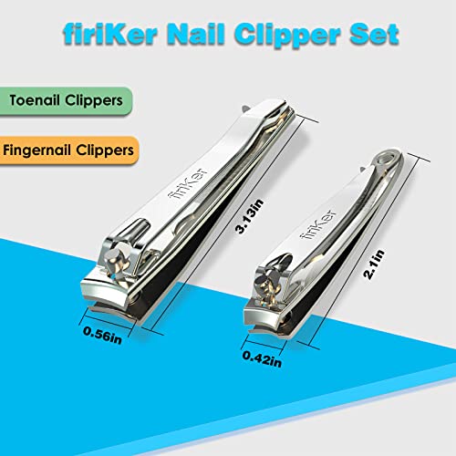 firiKer Nail Clipper Set,Premium Stainless Steel Fingernail and Toenail Clipp...