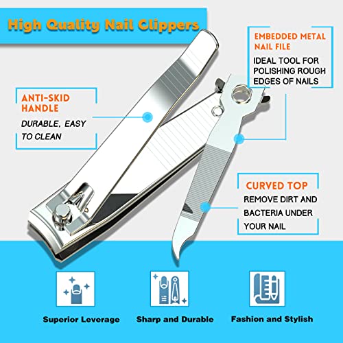 firiKer Nail Clipper Set,Premium Stainless Steel Fingernail and Toenail Clipp...