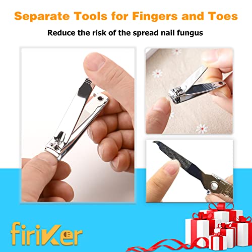 firiKer Nail Clipper Set,Premium Stainless Steel Fingernail and Toenail Clipp...