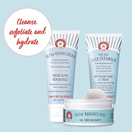 First Aid Beauty FAB Faves to Go Kit: Travel Size Face Cleanser, Exfoliator P...
