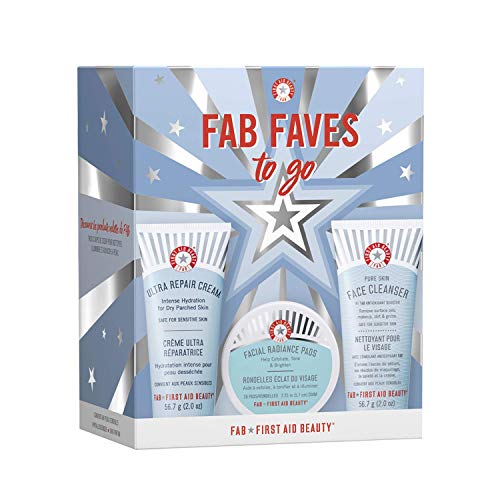 First Aid Beauty FAB Faves to Go Kit: Travel Size Face Cleanser, Exfoliator P...