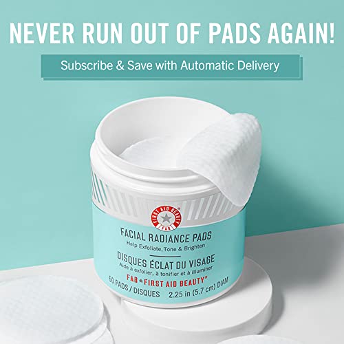 First Aid Beauty Facial Radiance Pads, Exfoliating Pads with AHA, 60 Count