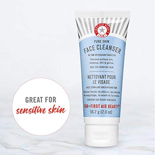 First Aid Beauty Pure Skin Face Cleanser, Sensitive Skin Cream Cleanser with ...