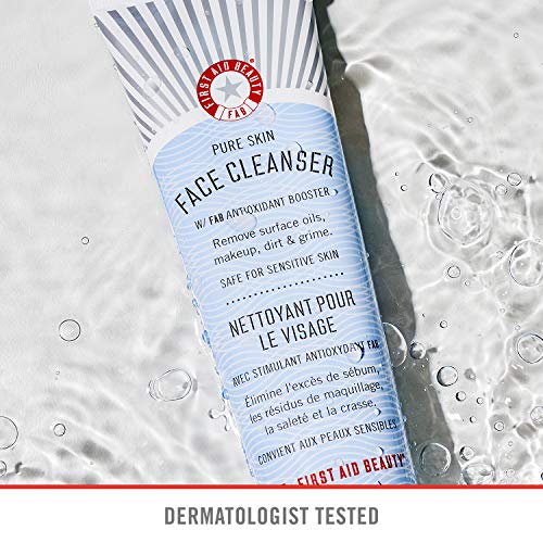 First Aid Beauty Pure Skin Face Cleanser, Sensitive Skin Cream Cleanser with ...