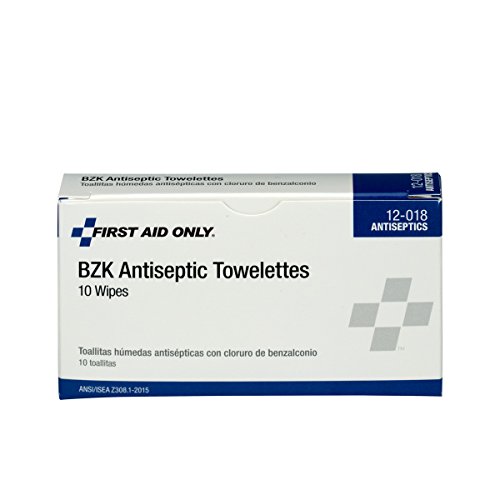 First Aid Only 12-018 Benzalkonium Chloride Antiseptic Towelette (Box of 10),...