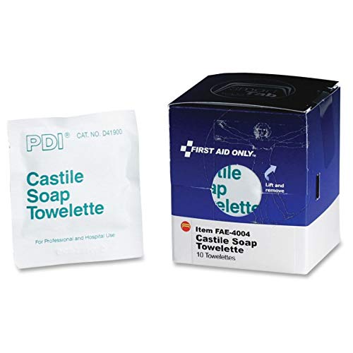 First Aid Only Castile Soap Towelette, 10 Count