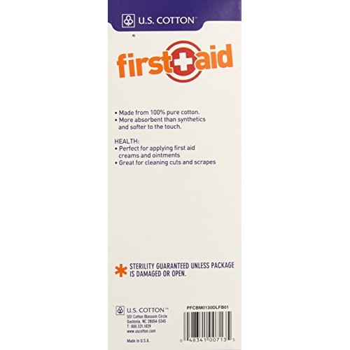 U.S. Cotton First Aid or Baby Sterile 100% Cotton Balls, 130 Count Box