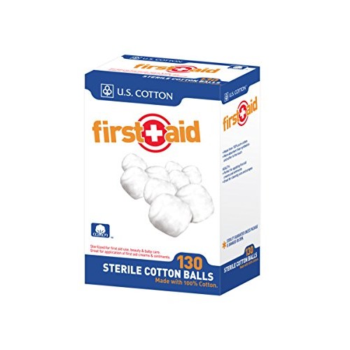 U.S. Cotton First Aid or Baby Sterile 100% Cotton Balls, 130 Count Box