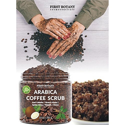 100% Natural Arabica Coffee Scrub with Organic Coffee, Coconut and Shea Butte...