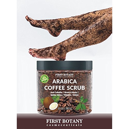 100% Natural Arabica Coffee Scrub with Organic Coffee, Coconut and Shea Butte...