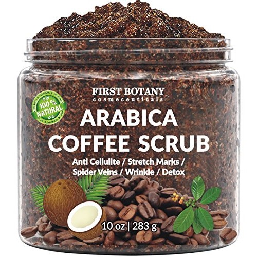 100% Natural Arabica Coffee Scrub with Organic Coffee, Coconut and Shea Butte...