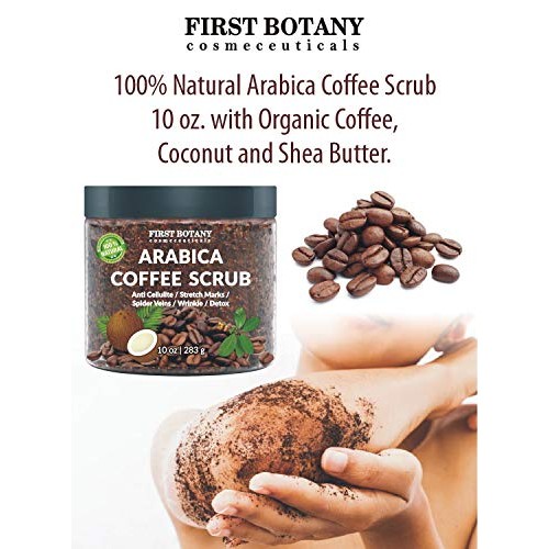 100% Natural Arabica Coffee Scrub with Organic Coffee, Coconut and Shea Butte...