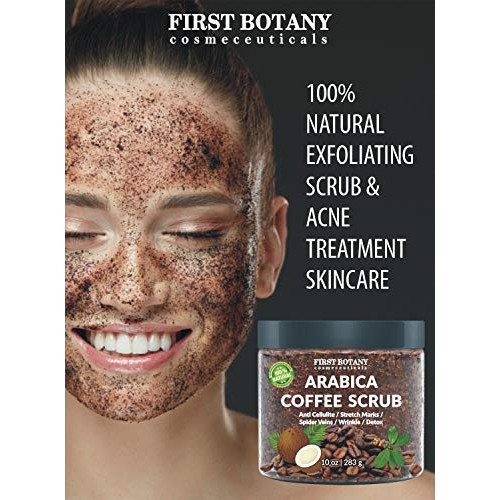 100% Natural Arabica Coffee Scrub with Organic Coffee, Coconut and Shea Butte...