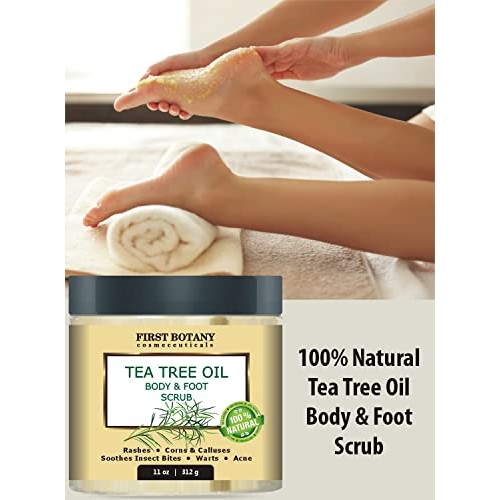 100% Natural Tea Tree Oil Body & Foot Scrub with Dead Sea Salt - Best for Acn...