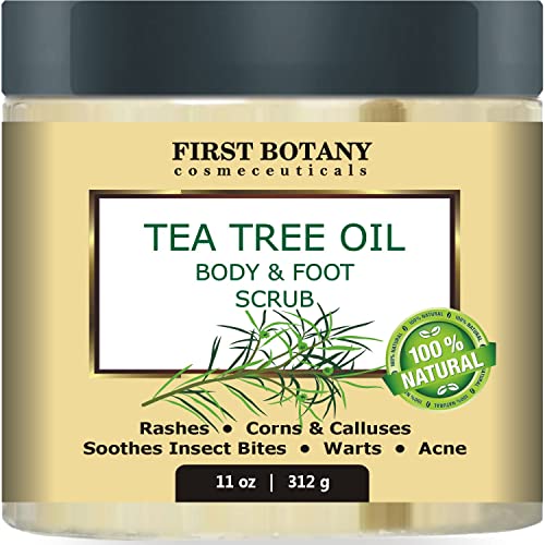 100% Natural Tea Tree Oil Body & Foot Scrub with Dead Sea Salt - Best for Acn...