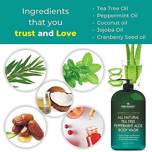 First Botany All Natural Tea Tree Body Wash - Fights Body Odor, Athlete’s Foo...