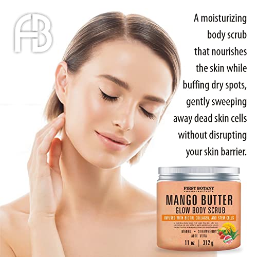 Mango Butter Body Scrub Exfoliator Biotin, Collagen, Stem Cells - Natural Exf...