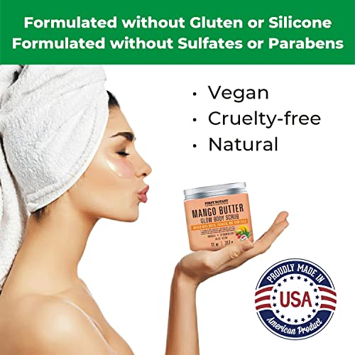 Mango Butter Body Scrub Exfoliator Biotin, Collagen, Stem Cells - Natural Exf...